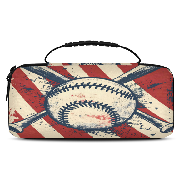 Herdesigns Baseball Themed Carrying Case for Nintendo Switch OLED Model 2021 & Switch 2017 with 20 Game Card Slots, Portable Travel Carry Case for Accessories and Console
