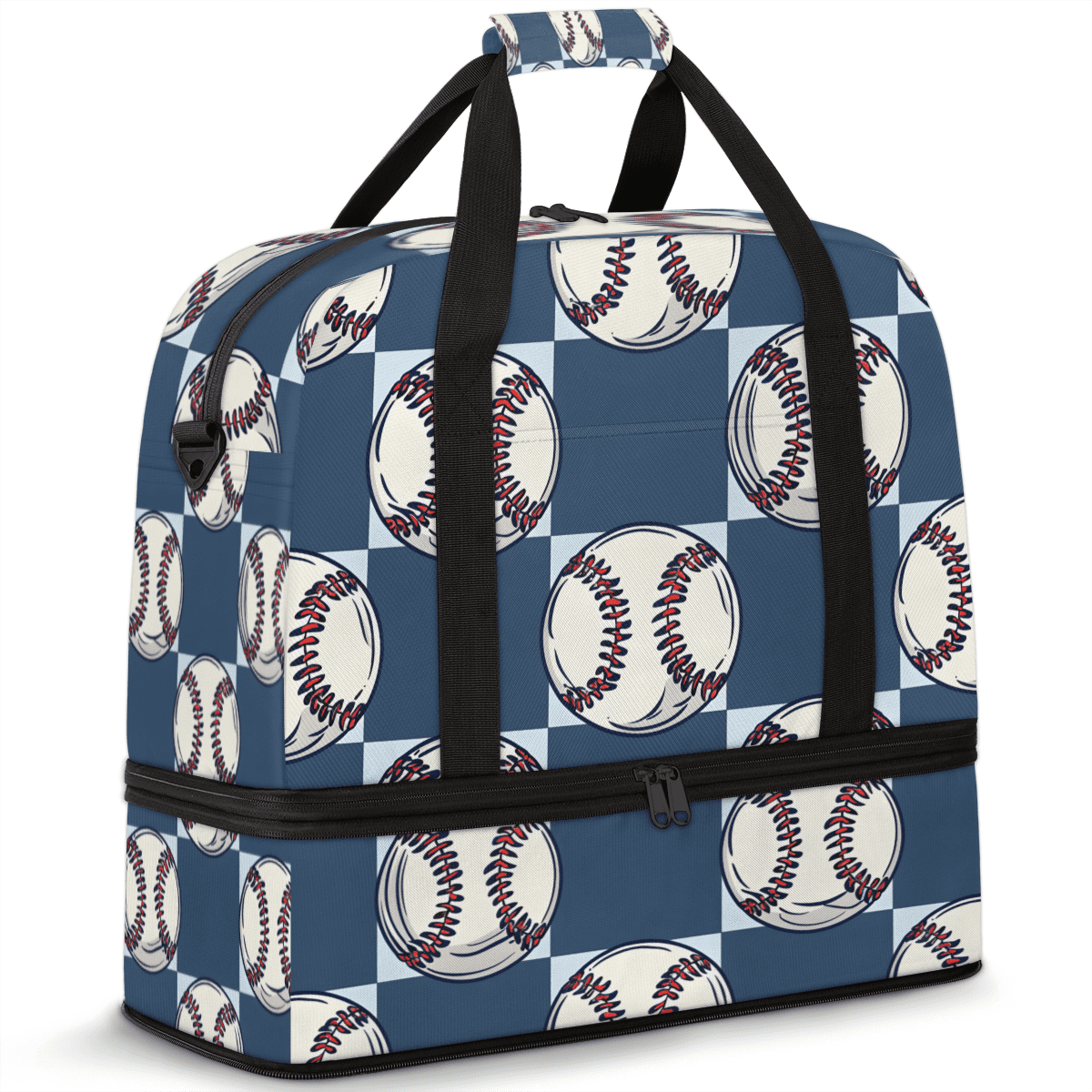 Herdesigns Baseball Travel Duffel Bag with Shoe Compartment Baseball Print Large Foldable Waterproof Weekend Overnight Bag for Beach Swim Pool Bags Sports Gym