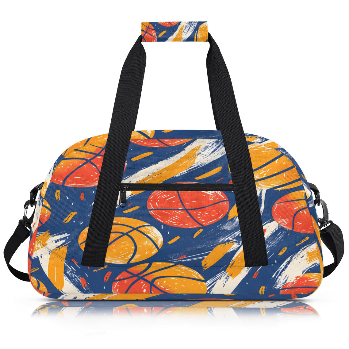 Herdesigns Basketball Duffle Bag for Women & Men, Sports Theme Gym Bag Dance Bag Overnight Bag Carry On Weekender Travel Bag