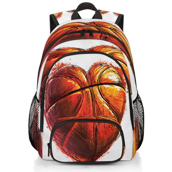 Herdesigns Basketball Heart Laptop Backpack for Women Men, 18.3 Inch Large Computer Backpacks Fashion Teacher Nurse Bag Casual Daypack for Work Travel