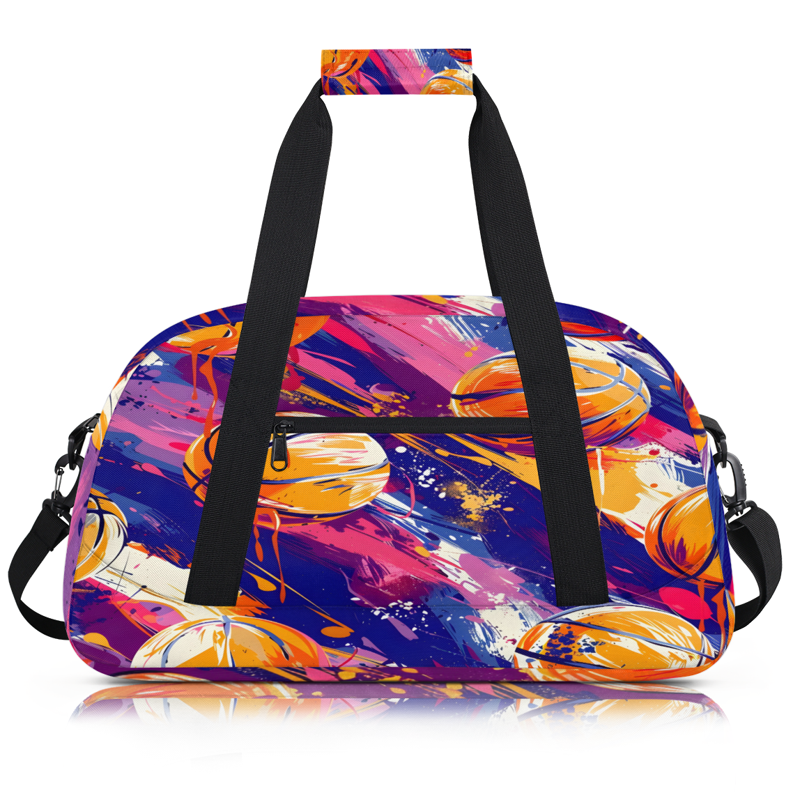 Herdesigns Basketball Sport Duffle Bag for Women & Men, Gym Bag Dance Bag Overnight Bag Carry On Weekender Travel Bag