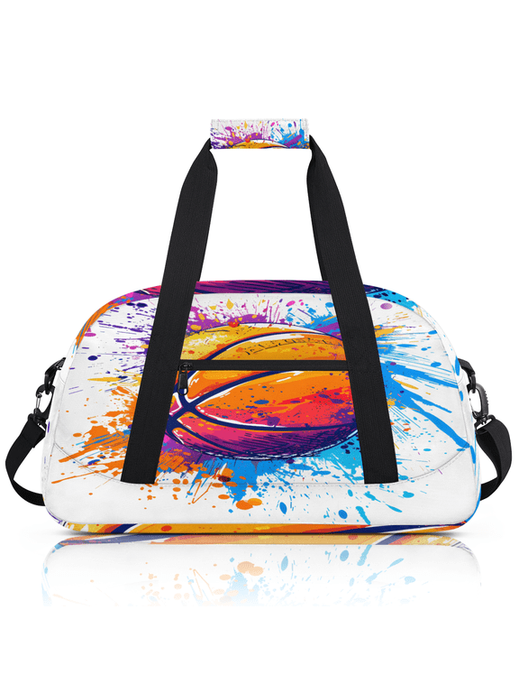 Basketball Sports Duffle Bag for Women & Men, Basketball Sports Gym Bag Dance Bag Overnight Bag Carry On Weekender Travel Bag