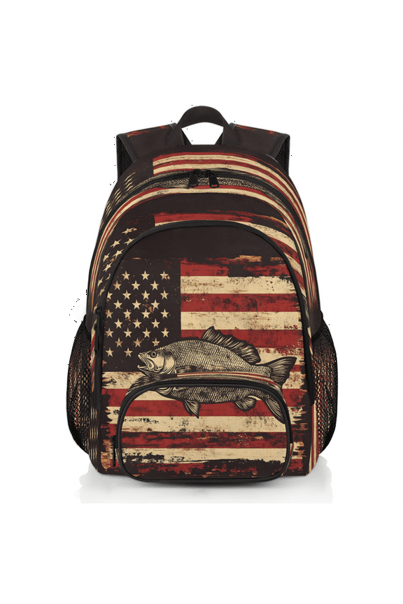 Bass Fish Fishing Laptop Backpack for Women Men, 18.3 Inch Large Computer Backpacks Fashion Teacher Nurse Bag Casual Daypack for Work Travel