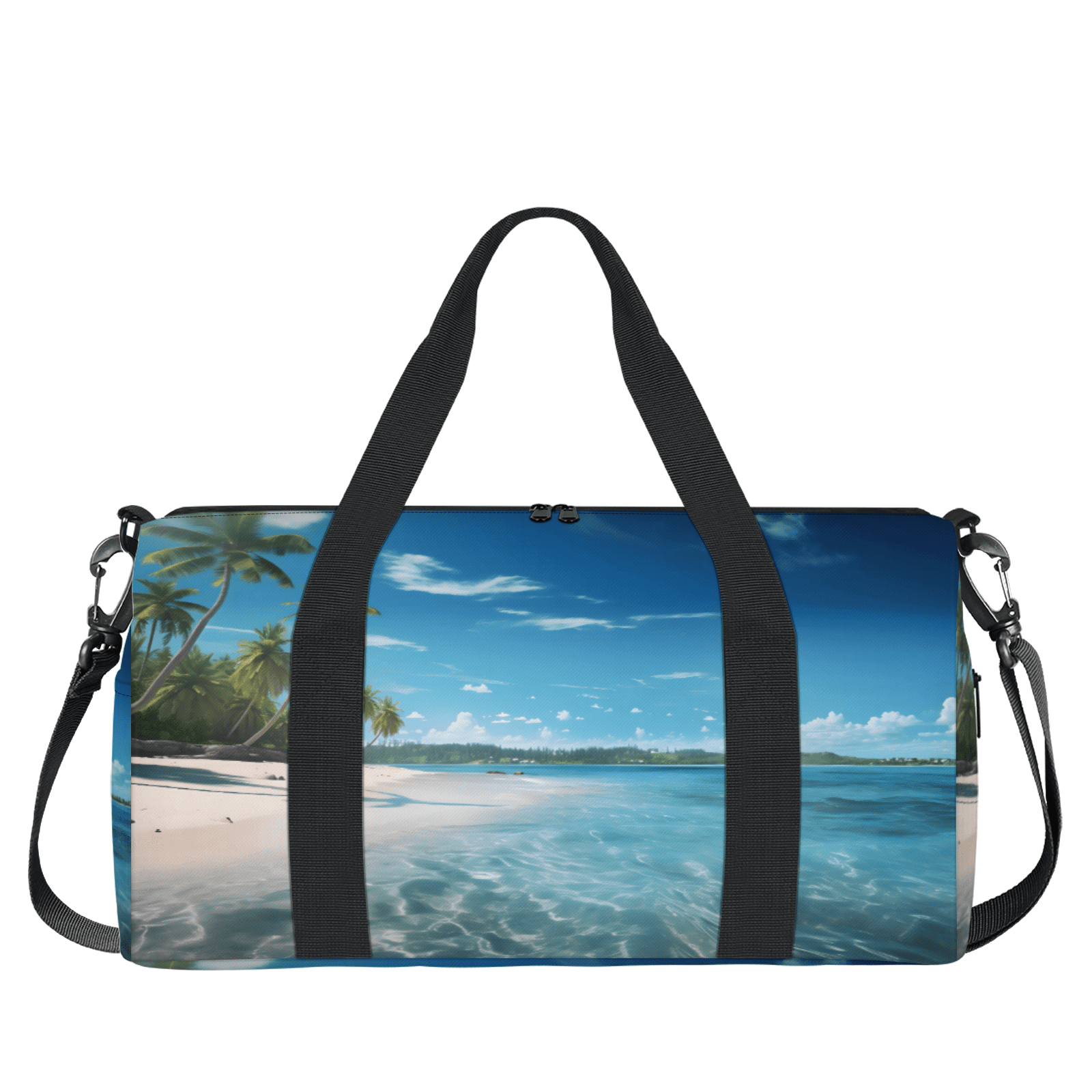 Herdesigns Beach Ocean Landscape Travel Duffle Bag Sports Yoga Weekender Overnight Carry on Workout Bags Lightweight Waterproof Gym Tote Bag for Women