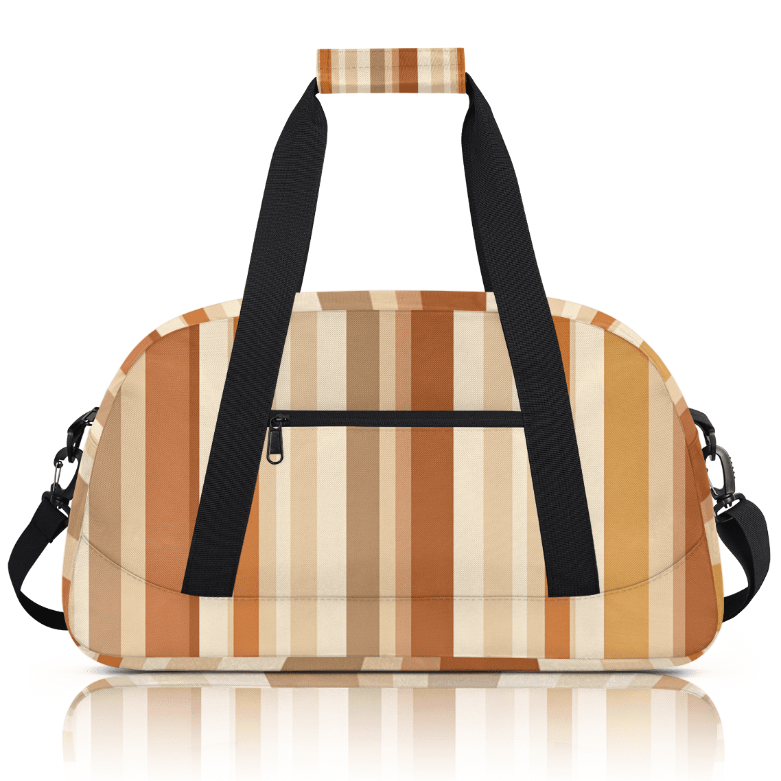 Herdesigns Beige and Yellow Sports Duffle Bag for Women & Men, Modern Abstract Striped Gym Bag Dance Bag Overnight Bag Carry On Weekender Travel Bag