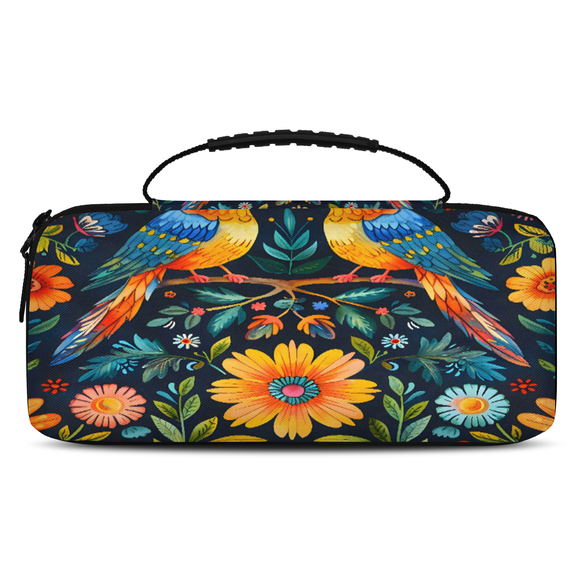 Herdesigns Bird Boho Flower Carrying Case for Nintendo Switch OLED Model 2021 & Switch 2017 with 20 Game Card Slots, Portable Travel Carry Case for Accessories and Console