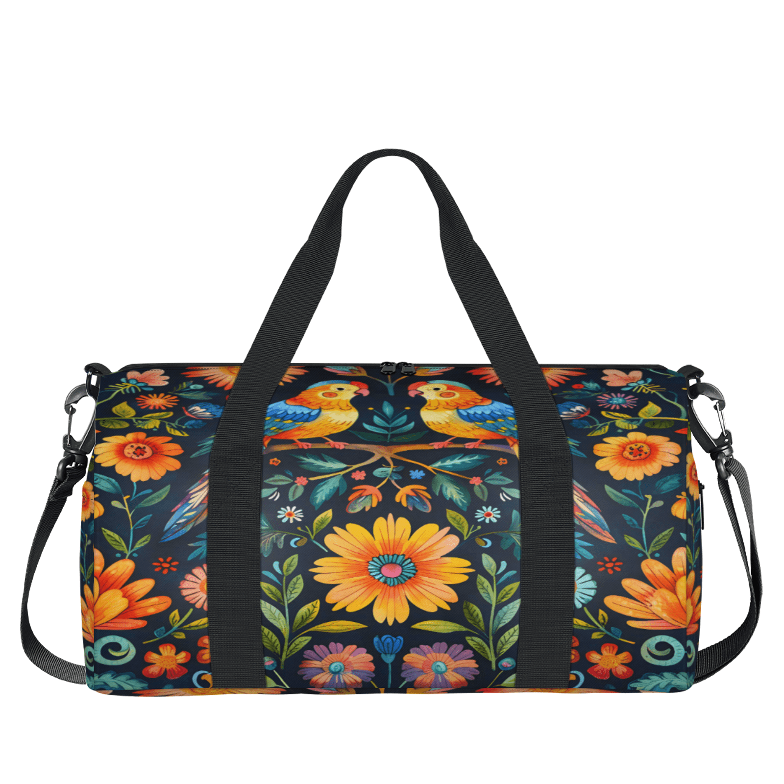Herdesigns Bird Boho Flower Travel Duffle Bag Sports Yoga Weekender Overnight Carry on Workout Bags Lightweight Waterproof Gym Tote Bag for Women