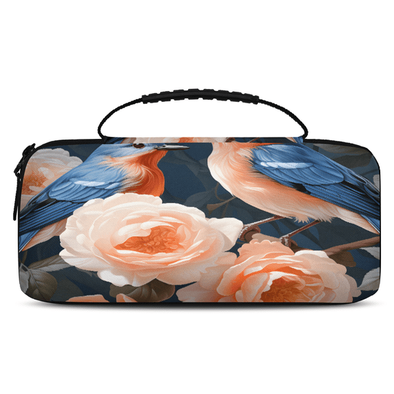 Herdesigns Bird Flower Carry Case Compatible with Nintendo Switch 2, with 20 Game Card Slots, Floral Portable Travel Carrying Case Pouch for Accessories & Games