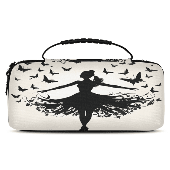 Herdesigns Black Carry Case Compatible with Nintendo Switch 2017 & Oled 2021, with 20 Game Card Slots, Ballerina Portable Travel Carrying Case Pouch for Accessories & Games