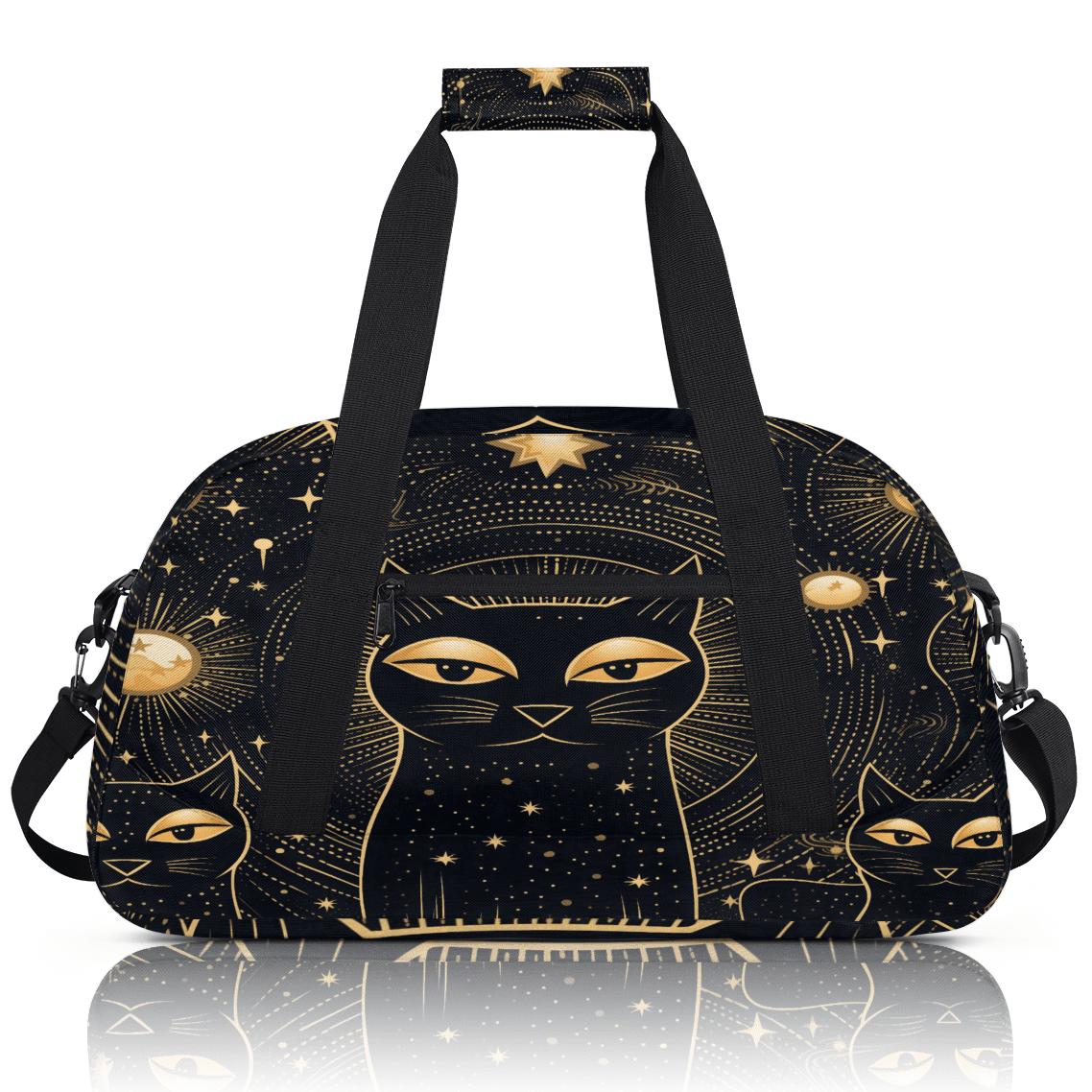 Herdesigns Black Cat Sports Duffle Bag for Women & Men, Gym Bag Dance Bag Overnight Bag Carry On Weekender Travel Bag