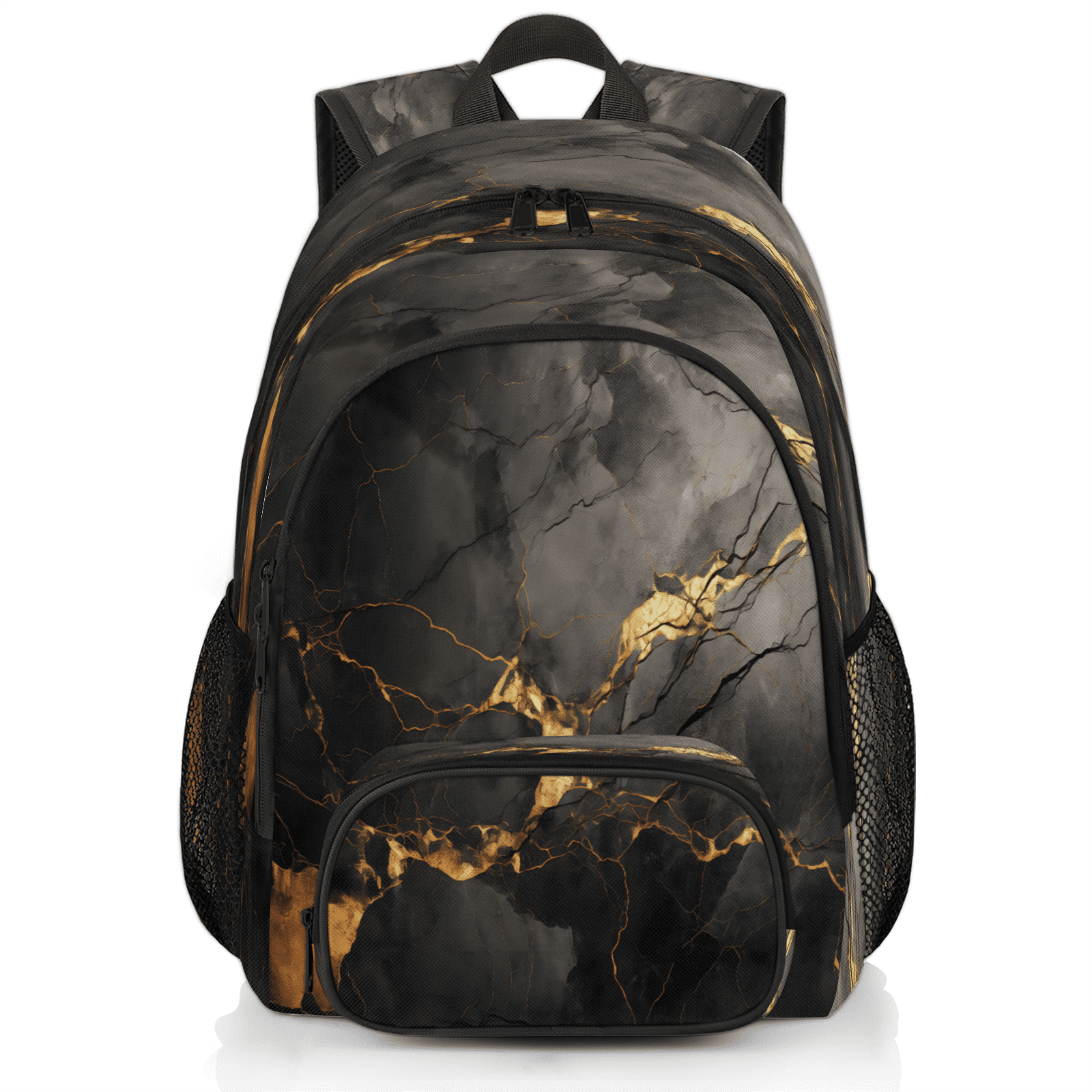 Herdesigns Black And Gold Marble Laptop Backpack for Women Men