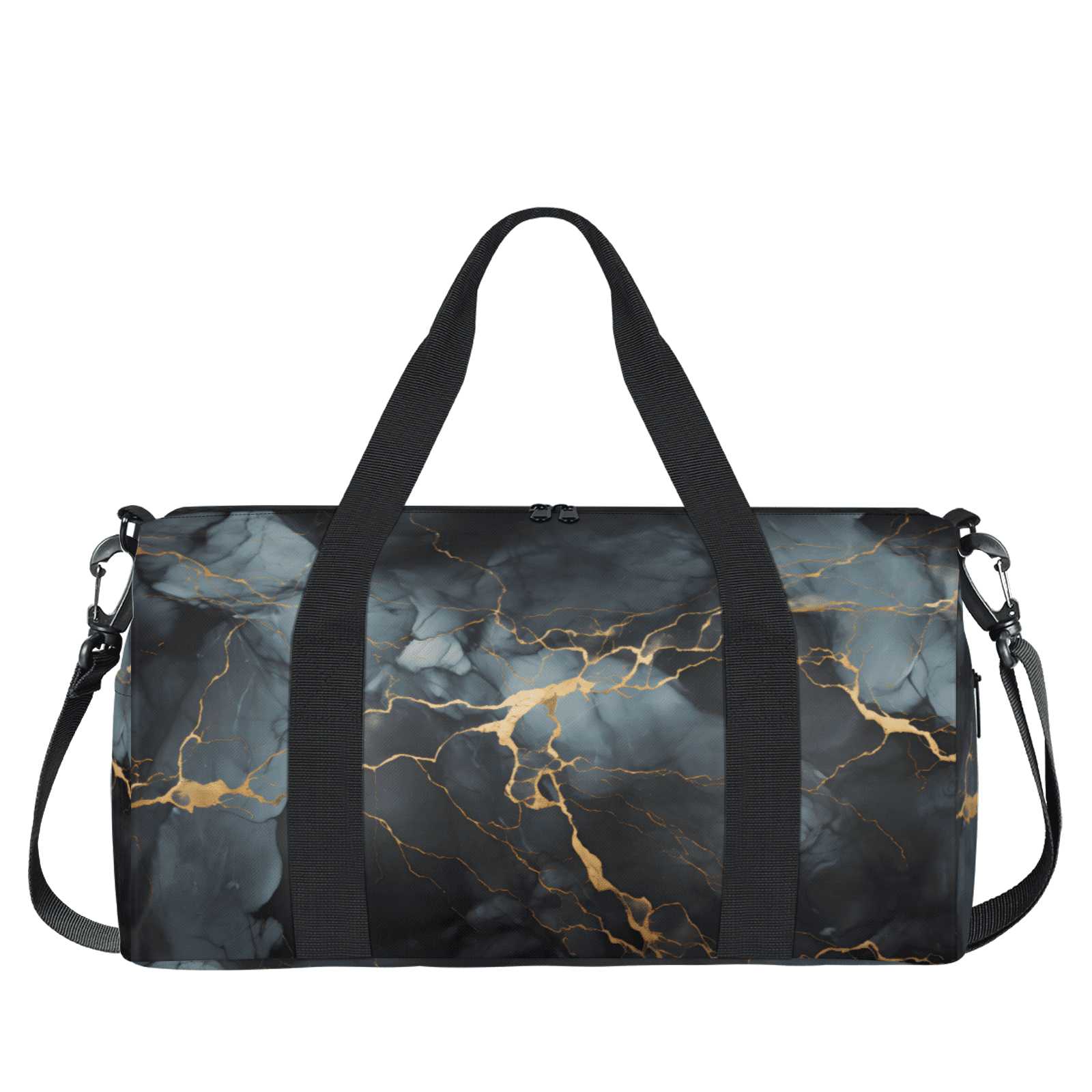 Herdesigns Black Marble Travel Duffle Bag Sports Yoga Weekender Overnight Carry on Workout Bags Lightweight Waterproof Gym Tote Bag for Women
