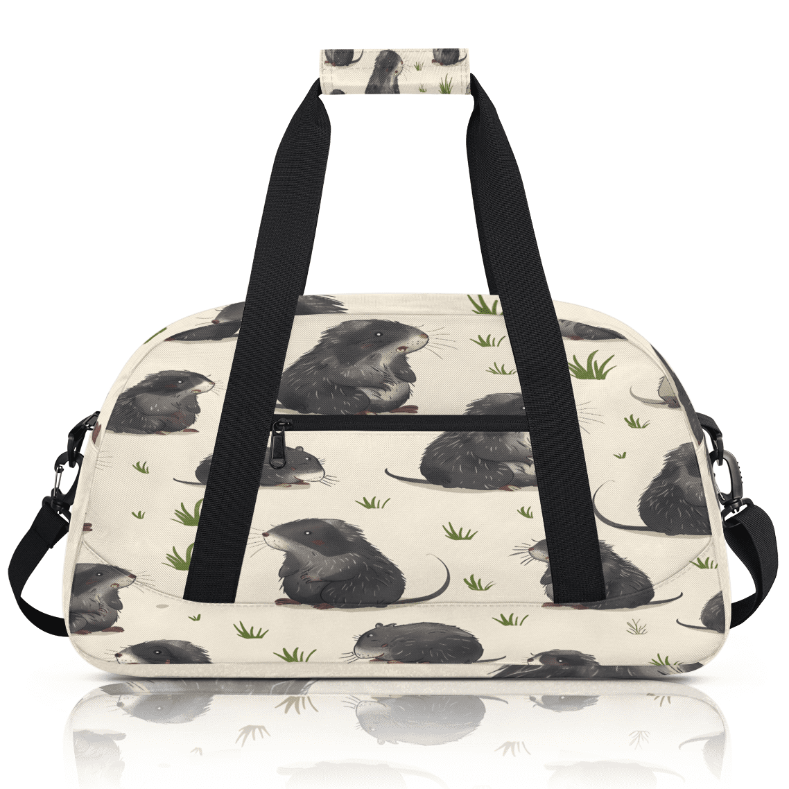 Herdesigns Black Mouses Sports Duffle Bag for Women & Men, Funny Gym Bag Dance Bag Overnight Bag Carry On Weekender Travel Bag