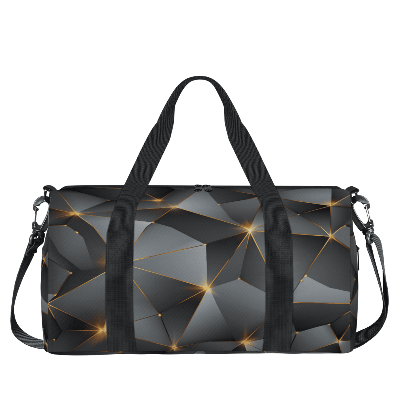Herdesigns Black Travel Duffle Bag Sports Yoga Weekender Overnight Carry on Workout Bags Lightweight Waterproof Gym Tote Bag for Women Modern Mid Century Abstract Geometric