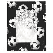 Herdesigns Black White Football 4x6 Picture Frame Sport Theme Wood Photo Frame Table Display or Wall Hanging Decoration for Vertical or Horizontal Display