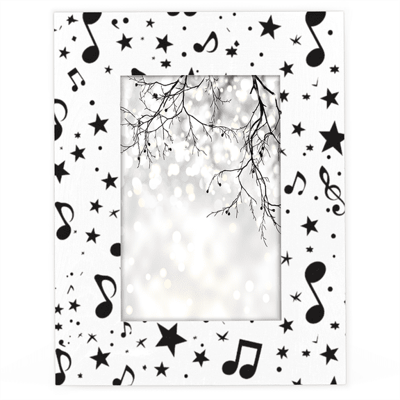 Herdesigns Black and White Music 4x6 Picture Frame Musical Notes Wood Photo Frame Table Display or Wall Hanging Decoration for Vertical or Horizontal Display