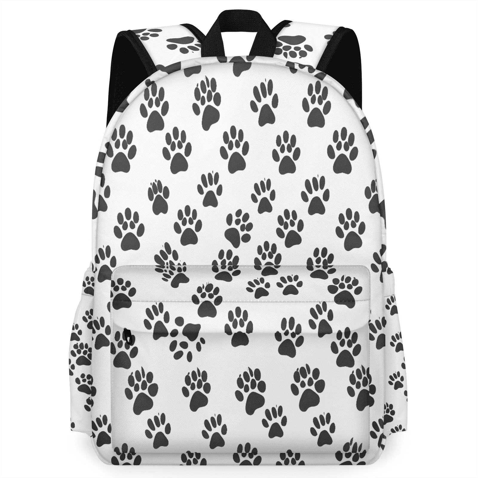 Herdesigns Black White Paw Print Backpack for Men Women Large Capacity ...