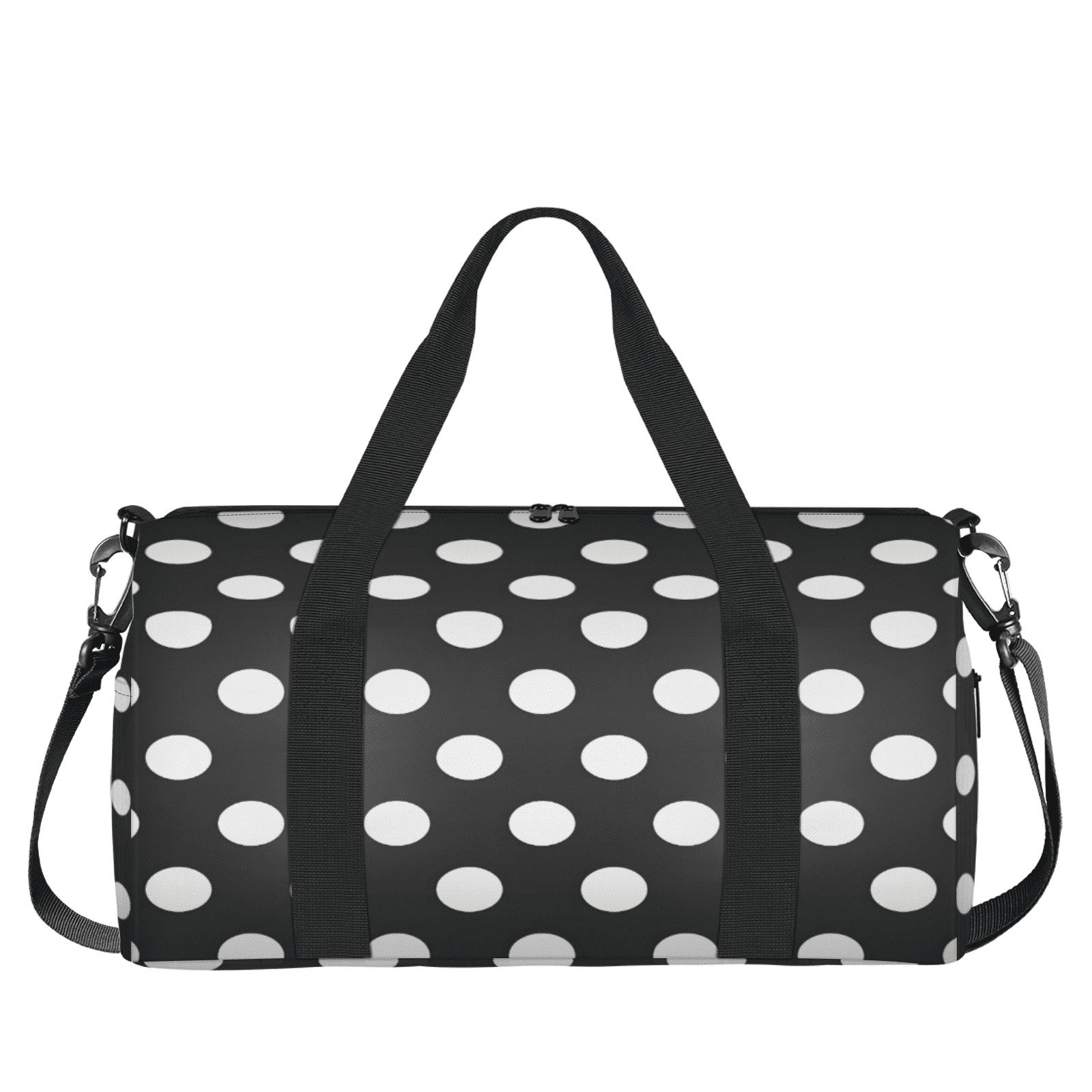 Herdesigns Black And White Polka Dots Travel Duffle Bag Sports Yoga Weekender Overnight Carry on Workout Bags Lightweight Waterproof Gym Tote Bag for Women