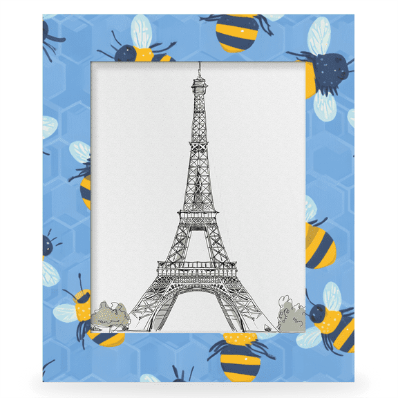 Herdesigns Black Yellow Bee 11x14 Photo Frame, Honeycomb Wooden Picture Frame Fits 11x14in Photo, Wall Hanging or Tabletop Display