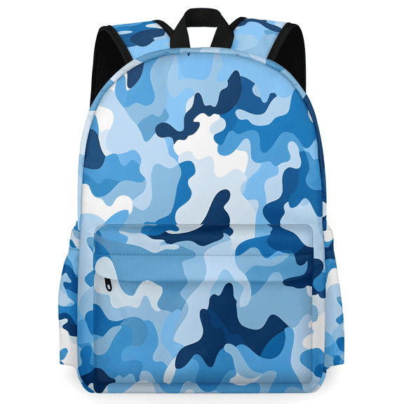 Herdesigns Blue Backpack for Men Women, Lightweight Laptop Backpack 16.3 Inch Camo Casual Daypack for Travel Work Commuter