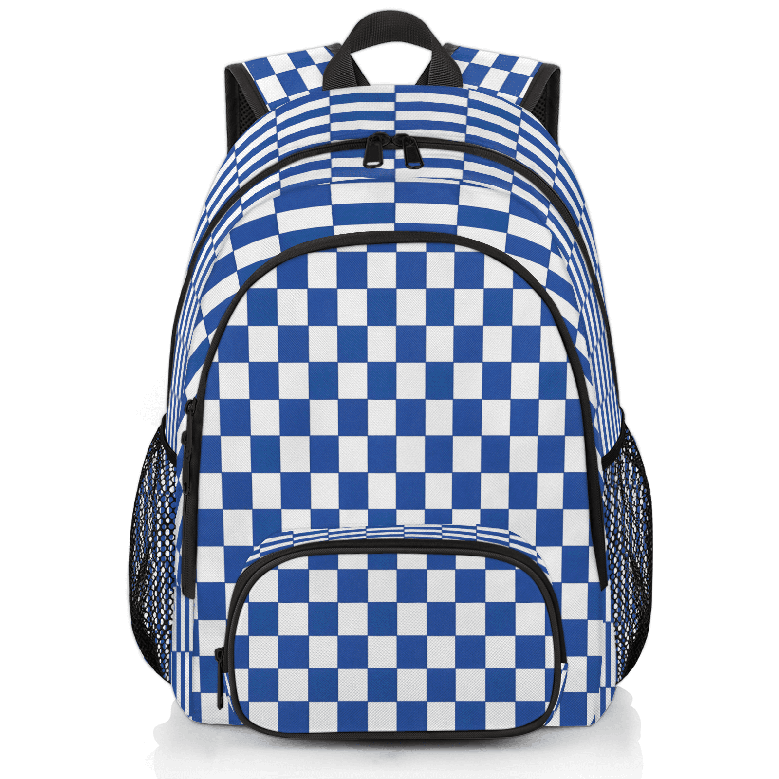 Herdesigns Blue Checkeboard Pattern Laptop Backpack for Women Men