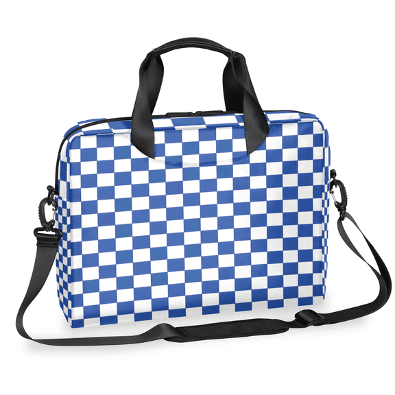 Herdesigns Blue Checkeboard Pattern Laptop Bag for Women Men, Computer Case Briefcase Messenger Bags, 15-15.6 inch Laptop Sleeve Shoulder Bag