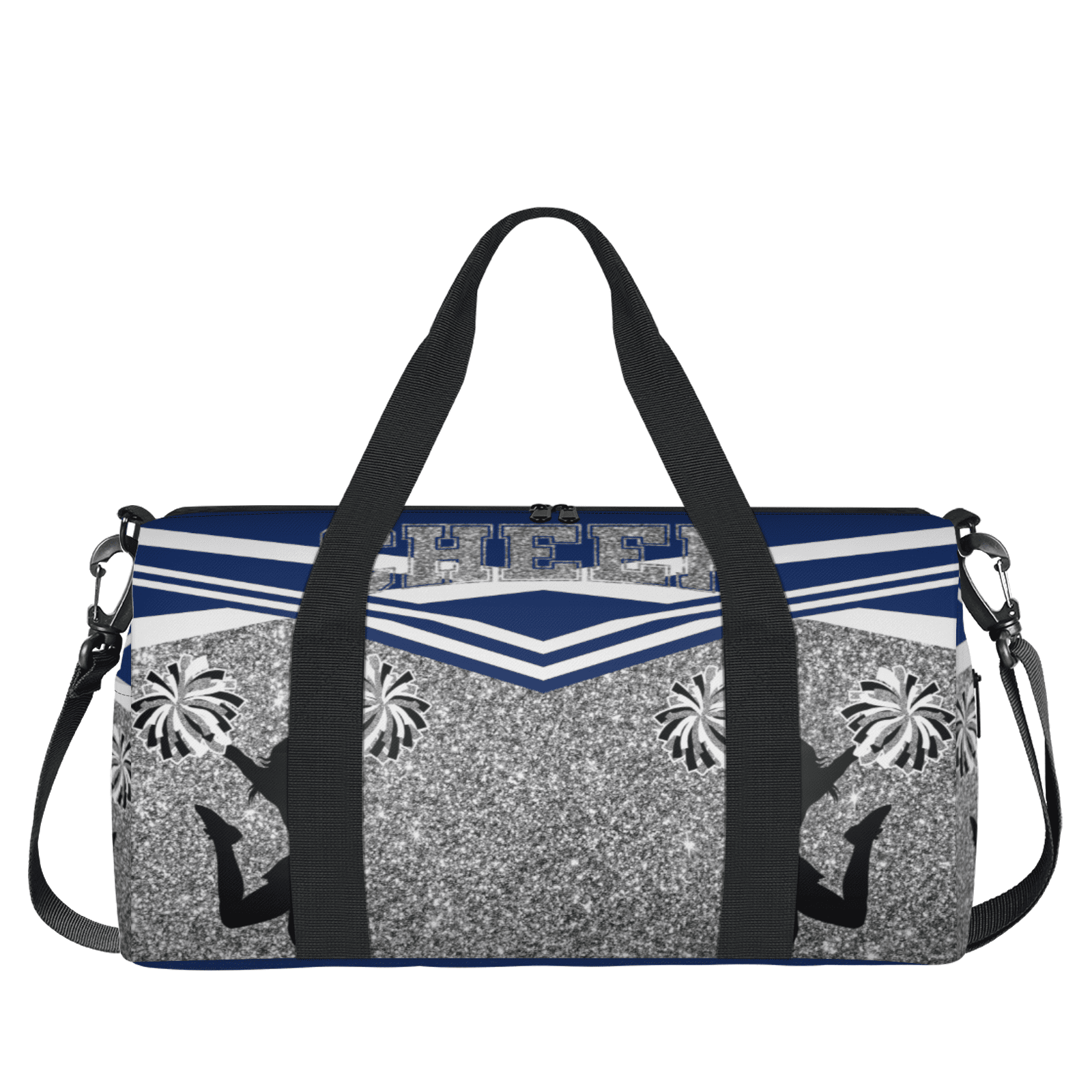 Herdesigns Blue Cheerleading Travel Duffle Bag Sports Yoga Weekender Overnight Carry on Workout Bags Lightweight Waterproof Gym Tote Bag for Women