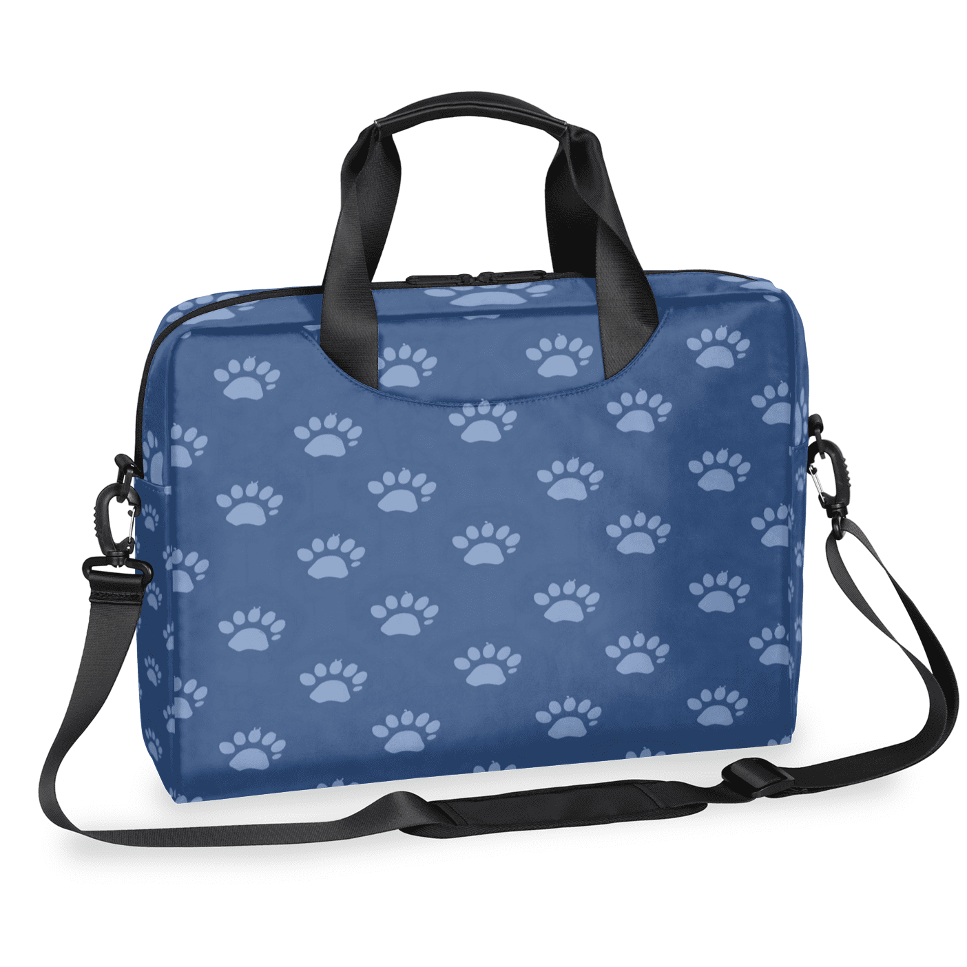 Herdesigns Blue Dog Paw Print Laptop Bag for Women Men, Computer Case Briefcase Messenger Bags, 15-15.6 inch Laptop Sleeve Shoulder Bag