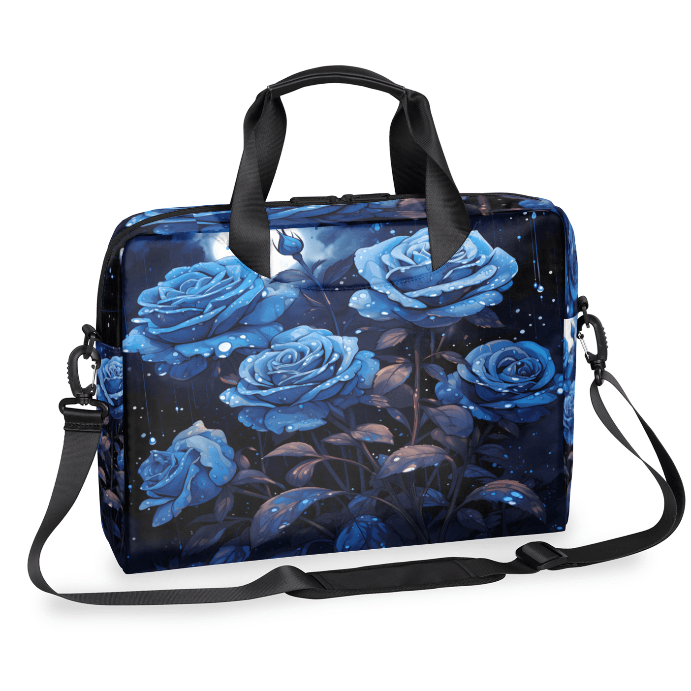 Herdesigns Blue Flower Laptop Bag for Women Men, Computer Case Briefcase Messenger Bags, 15-15.6 inch Laptop Sleeve Shoulder Bag