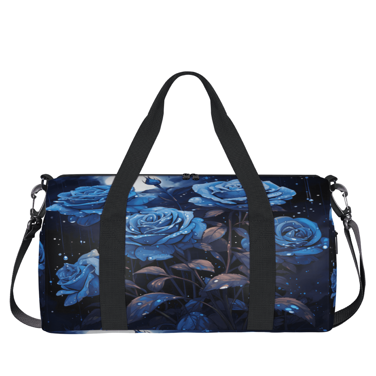 Herdesigns Blue Flower Travel Duffle Bag Sports Yoga Weekender Overnight Carry on Workout Bags Lightweight Waterproof Gym Tote Bag for Women