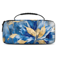 thumbnail image 1 of Herdesigns Blue Gold Leave Carrying Case for Nintendo Switch 2 with 20 Game Card Slots, Portable Travel Carry Case for Accessories and Console, 1 of 6