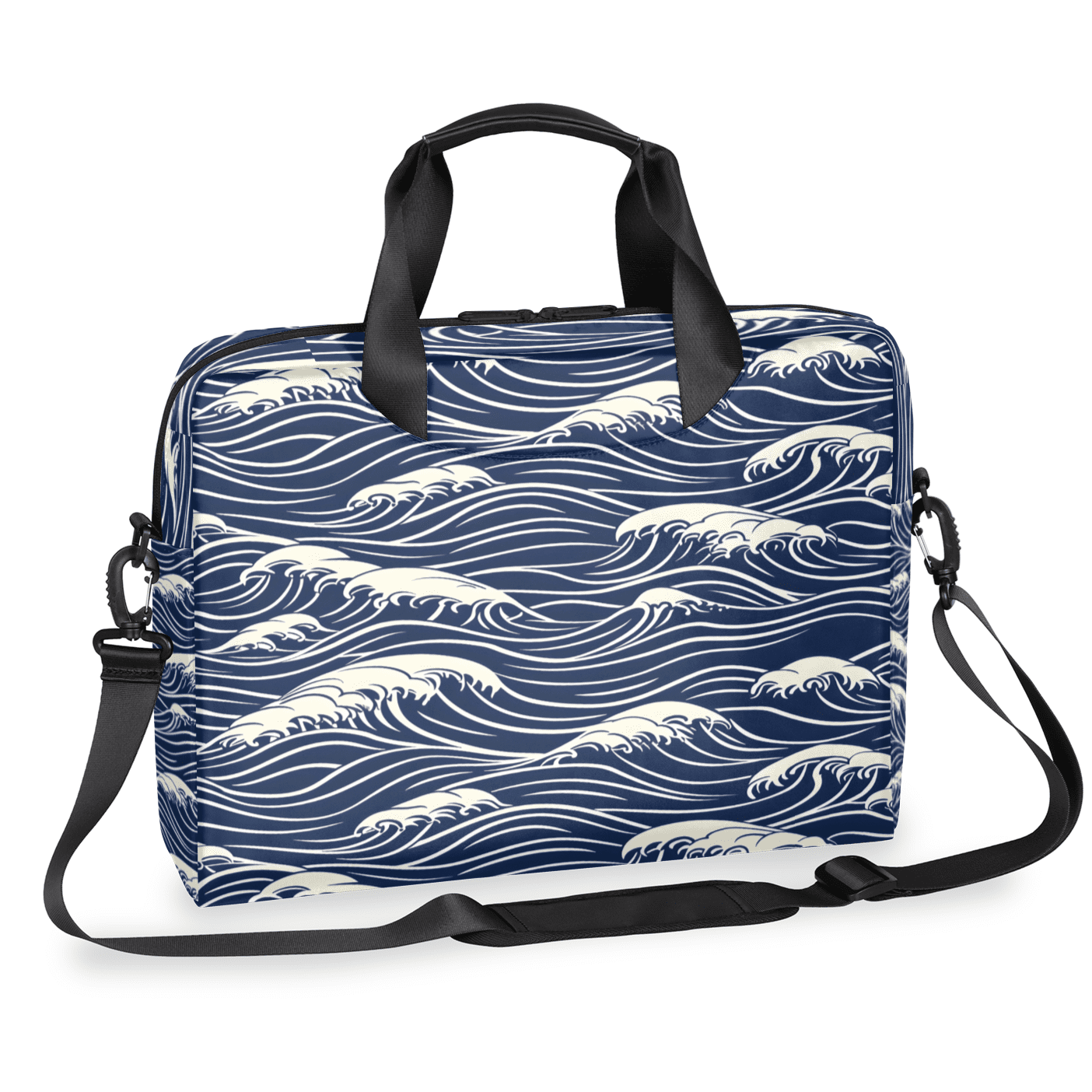 Herdesigns Blue Sea Wave Laptop Bag for Women Men, Computer Case Briefcase Messenger Bags, 15-15.6 inch Laptop Sleeve Shoulder Bag