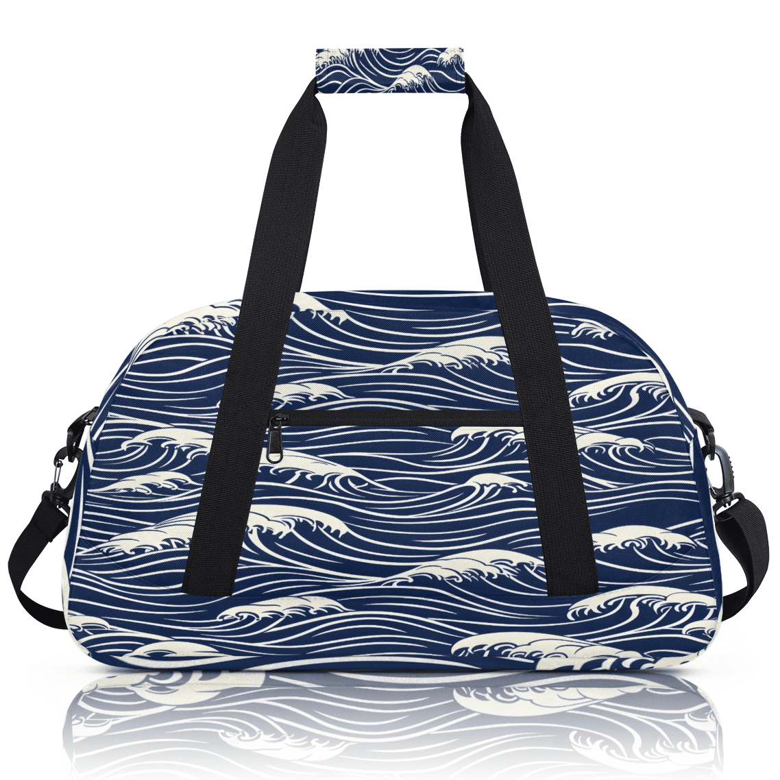 Herdesigns Blue Sea Wave Sports Duffle Bag for Women & Men, Ocean Theme Gym Bag Dance Bag Overnight Bag Carry On Weekender Travel Bag
