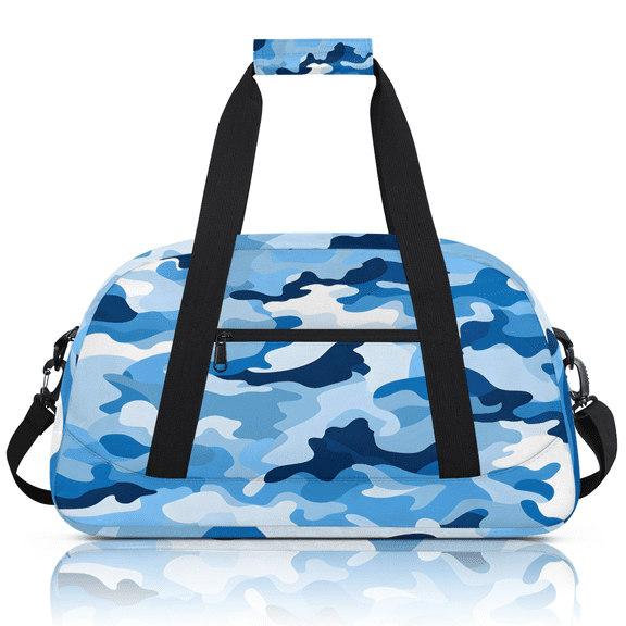 Herdesigns Blue Sports Duffle Bag for Women & Men, Camo Gym Bag Dance Bag Overnight Bag Carry On Weekender Travel Bag