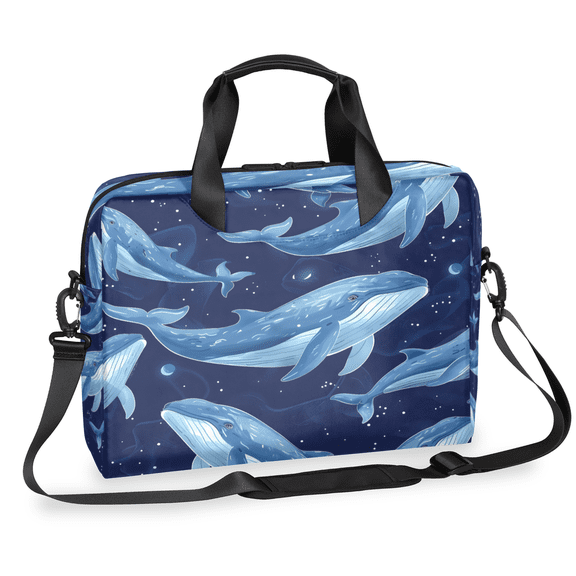 Herdesigns Blue Whale Laptop Bag for Women Men, Computer Case Briefcase Messenger Bags, 15-15.6 inch Laptop Sleeve Shoulder Bag