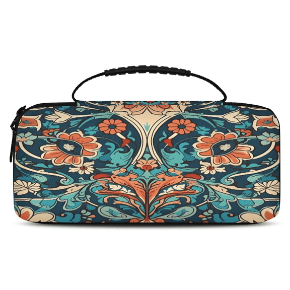 Herdesigns Bohemia Floral Carry Case Compatible with Nintendo Switch 2017 & Oled 2021, with 20 Game Card Slots, Boho Vintage Portable Travel Carrying Case Pouch for Accessories & Games