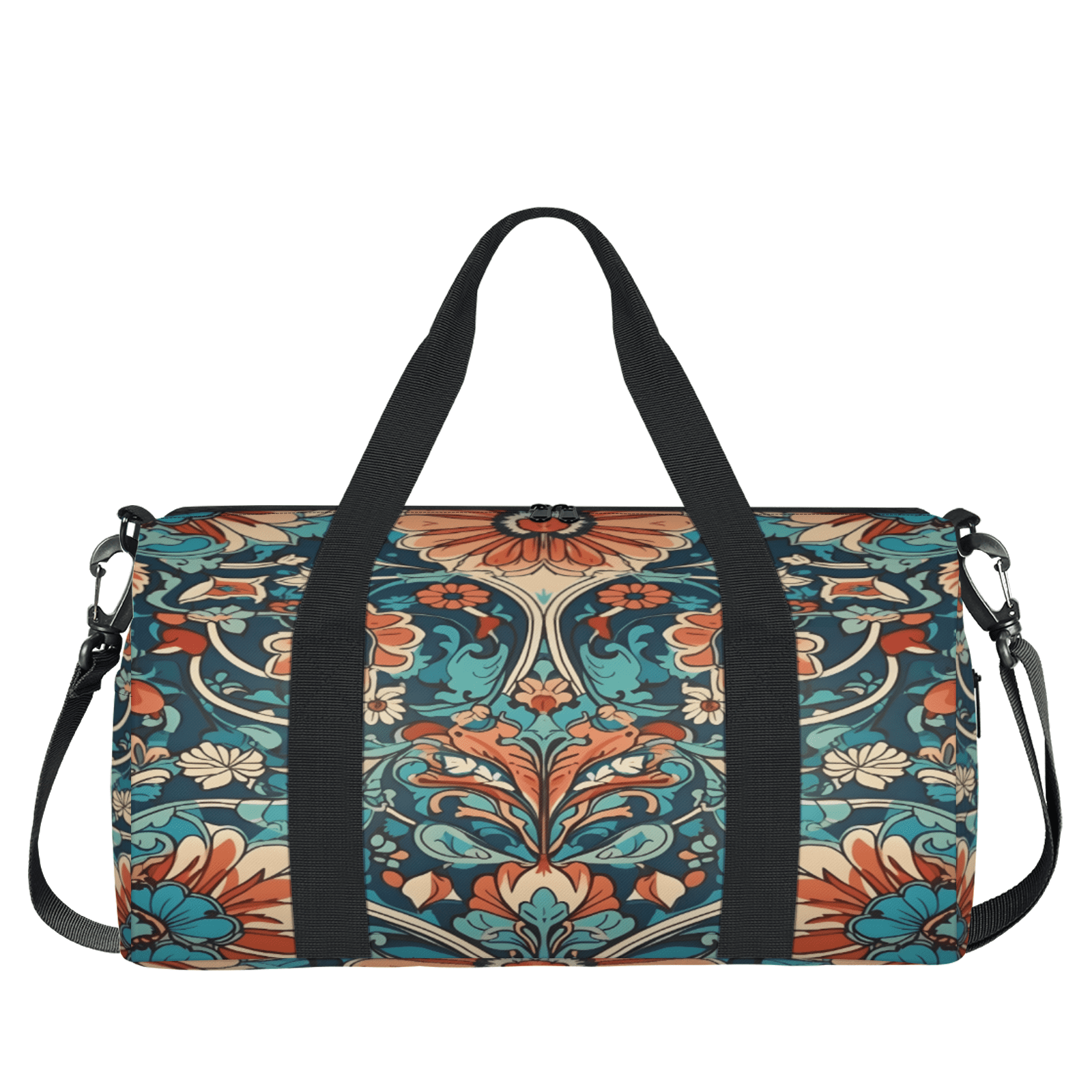 Herdesigns Bohemia Floral Gym Bag for Women, Duffle Bag for Travel Sport, Boho Vintage Lightweight Waterproof Carry on Weekender Dance Yoga Workout Bags