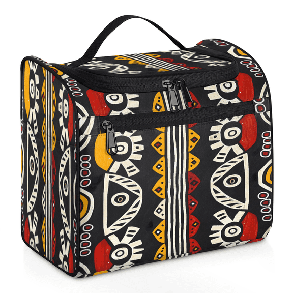 Herdesigns Bohemian Geometric Stripes Toiletry Bag for Women, Travel Makeup Bag, Waterproof Hanging Cosmetic Organizer for Toiletries & Makeup Essentials