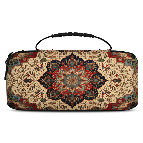 Herdesigns Bohemian Mandala Carry Case Compatible with Nintendo Switch 2017 & Oled 2021, with 20 Game Card Slots, Floral Boho Portable Travel Carrying Case Pouch for Accessories & Games