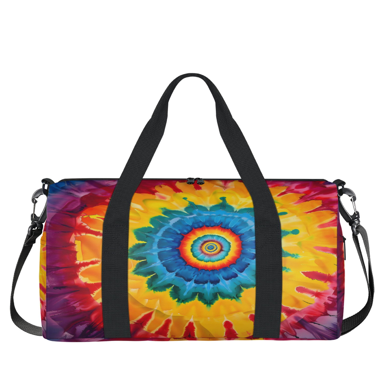Herdesigns Bohemian Tie Dye Travel Duffle Bag Sports Yoga Weekender Overnight Carry on Workout Bags Lightweight Waterproof Gym Tote Bag for Women