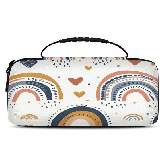 Herdesigns Boho Abstract Rainbow Carrying Case for Nintendo Switch OLED Model 2021 & Switch 2017 with 20 Game Card Slots, Portable Travel Carry Case for Accessories and Console