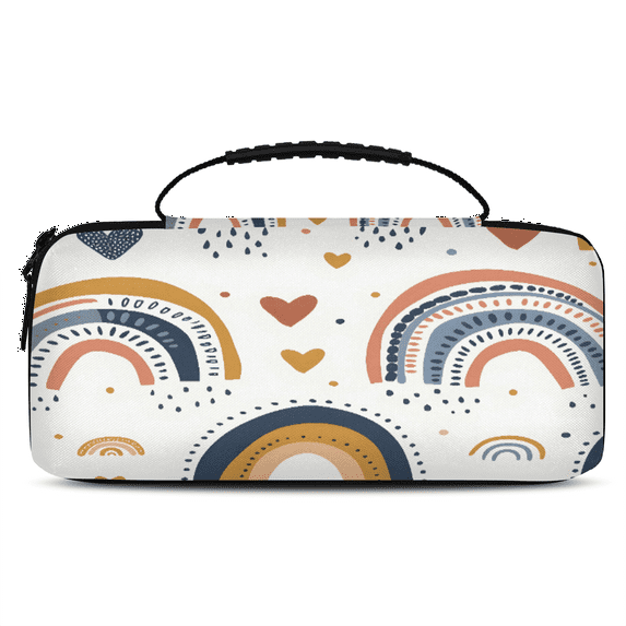 Herdesigns Boho Abstract Rainbow Carrying Case for Nintendo Switch OLED Model 2021 & Switch 2017 with 20 Game Card Slots, Portable Travel Carry Case for Accessories and Console