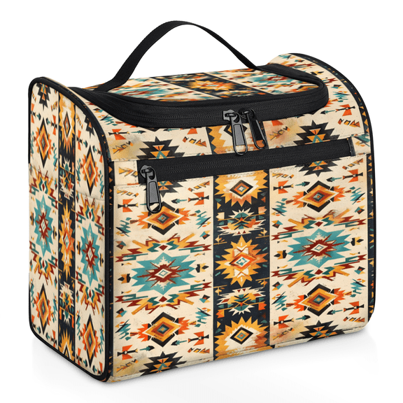 Herdesigns Boho Aztec Western Toiletry Bag for Women, Travel Makeup Bag, Waterproof Hanging Cosmetic Organizer for Toiletries & Makeup Essentials