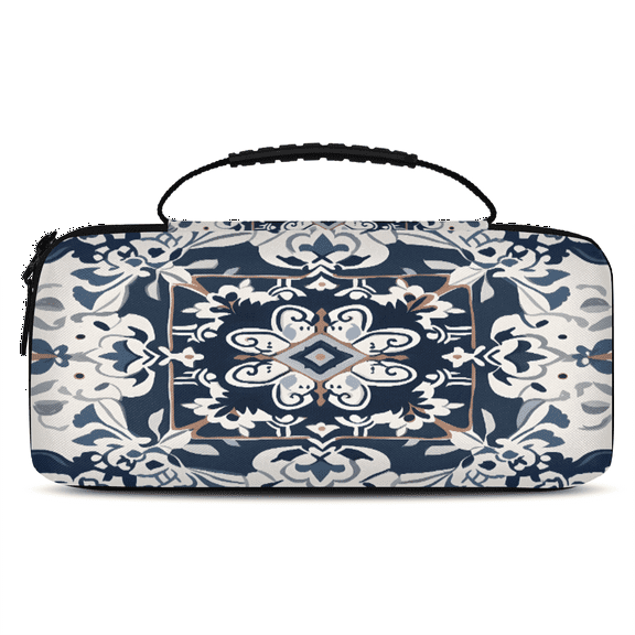 Herdesigns Boho Bohemian Carry Case Compatible with Nintendo Switch 2017 & Oled 2021, with 20 Game Card Slots, Vintage Floral Portable Travel Carrying Case Pouch for Accessories & Games