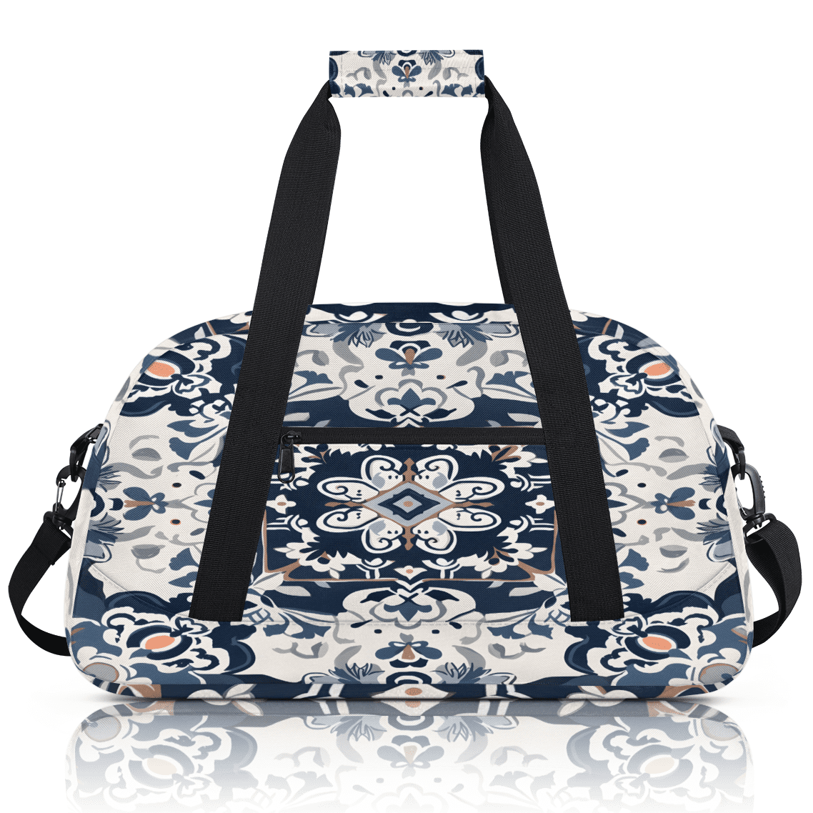 Herdesigns Boho Bohemian Sports Duffle Bag for Women & Men, Vintage Floral Gym Bag Dance Bag Overnight Bag Carry On Weekender Travel Bag
