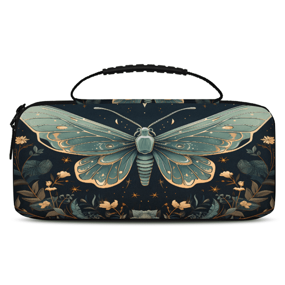 Herdesigns Boho Butterfly Carry Case Compatible with Nintendo Switch 2017 & Oled 2021, with 20 Game Card Slots, Flower Butterfly Portable Travel Carrying Case Pouch for Accessories & Games