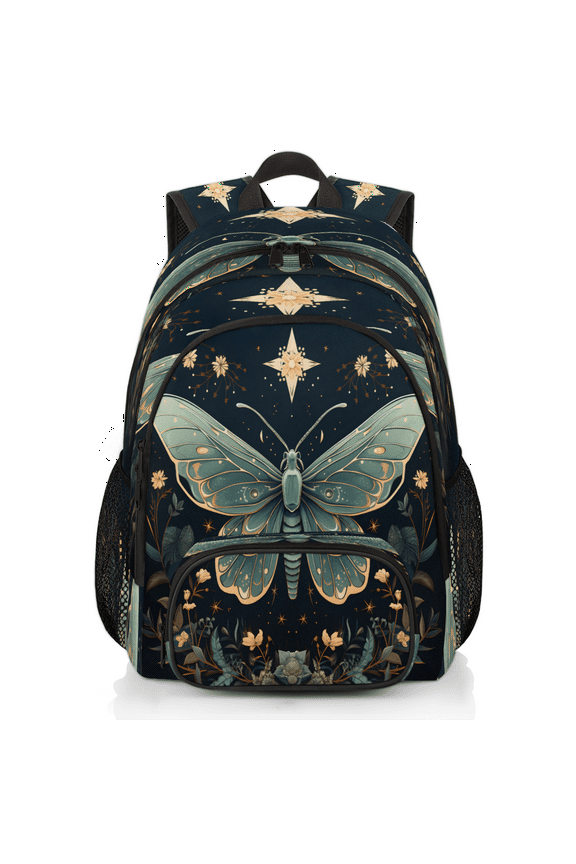 Boho Butterfly Laptop Backpack for Women Men, 18.3 Inch Travel Work Backpacks, Flower Butterfly Waterproof Computer Casual Daypack Nurse Teacher Bags