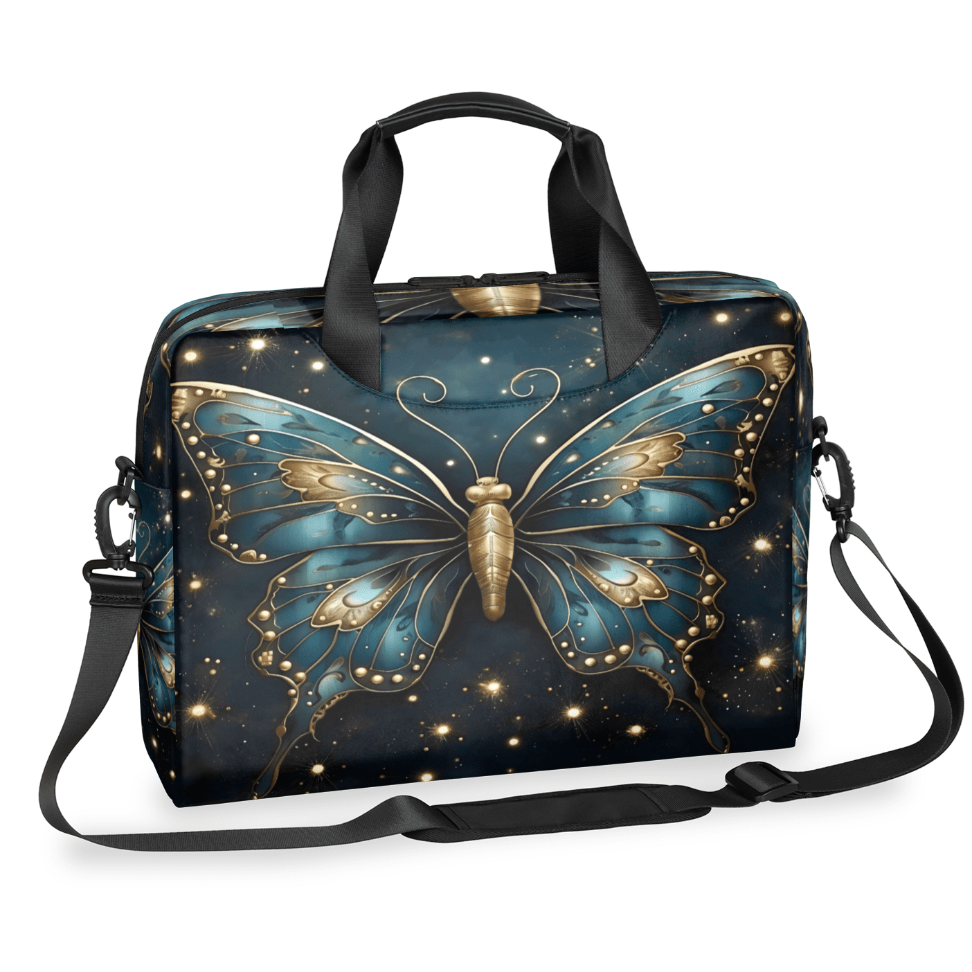 Herdesigns Boho Butterfly Laptop Bag for Women Men, Computer Case Briefcase Messenger Bags, 15-15.6 inch Laptop Sleeve Shoulder Bag