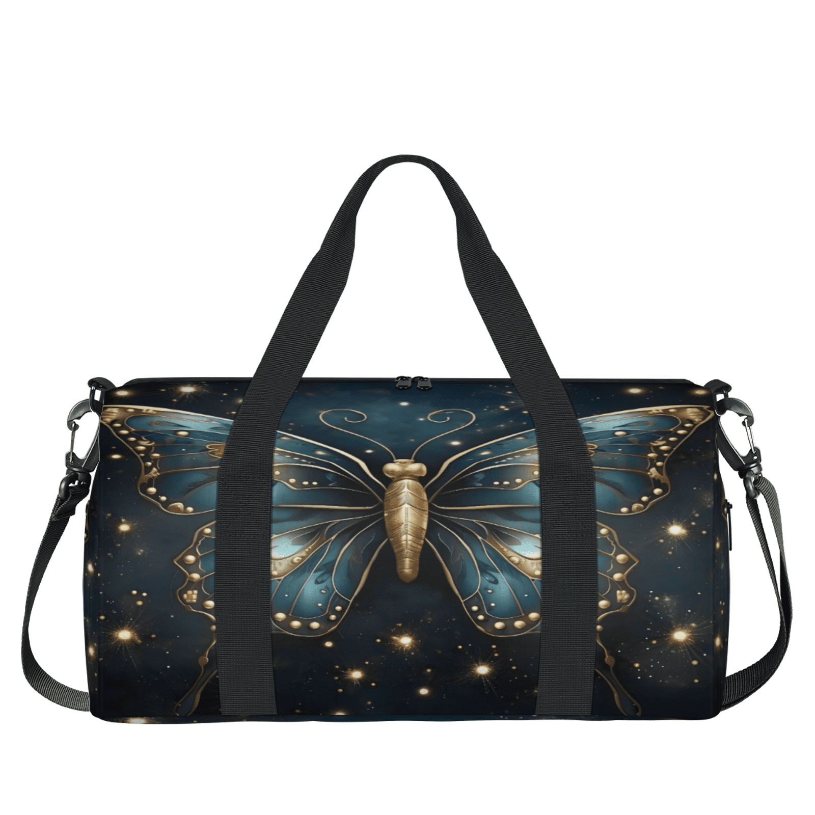 Herdesigns Boho Butterfly Travel Duffle Bag Sports Yoga Weekender Overnight Carry on Workout Bags Lightweight Waterproof Gym Tote Bag for Women