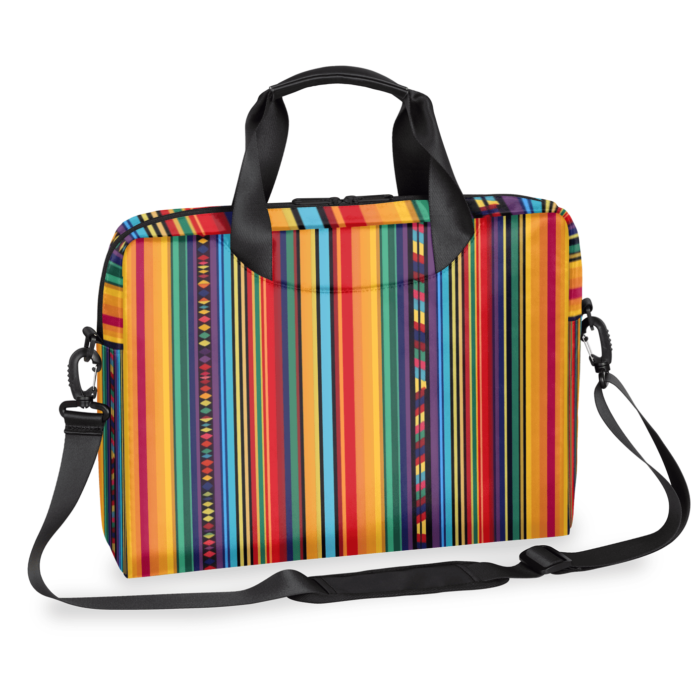 Herdesigns Boho Colorful Striped Laptop Bag for Women Men, Computer Case Briefcase Messenger Bags, 15-15.6 inch Laptop Sleeve Shoulder Bag